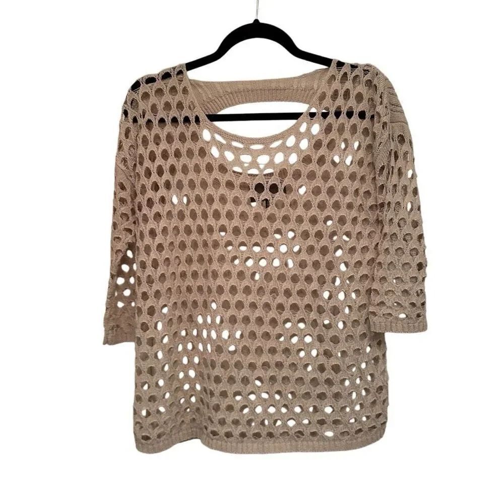 Heartloom tan open knit sweater- size xs